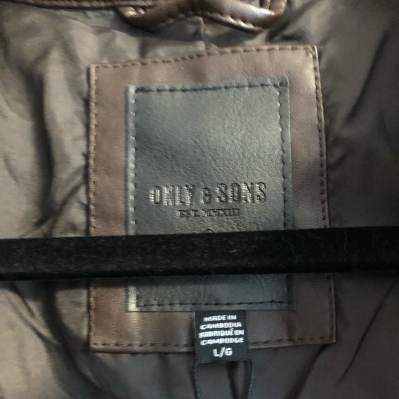 Only & Sons brown leather jacket - Picture 3 of 8